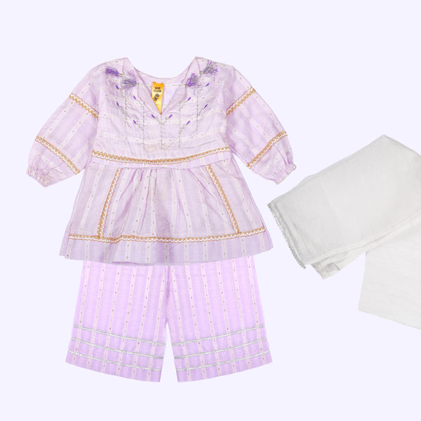 Girls Lavender Kurta Shalwar Dupatta Set