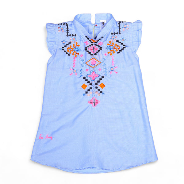 GIRL COTTON TOP BLUE COLOR FINE STICHING