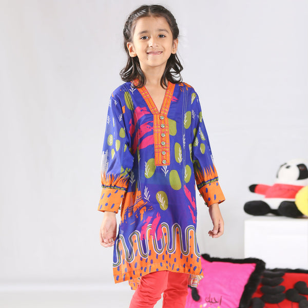 GIRLS BLUE LOAN COTTON KURTI